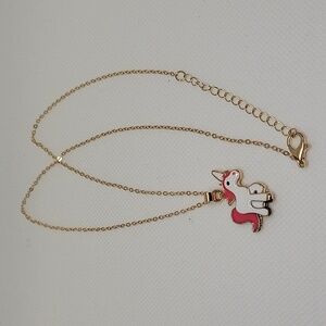 Unicorn Enamel Gold Tone 18" + 2" Extension